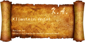 Klimstein Antal névjegykártya